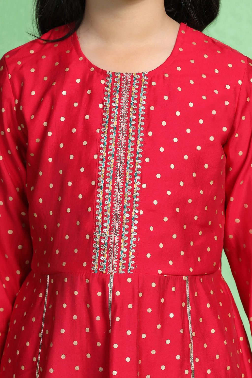 Girl's Rani Roman Silk Foil Printed Kurta and Palazzo Set