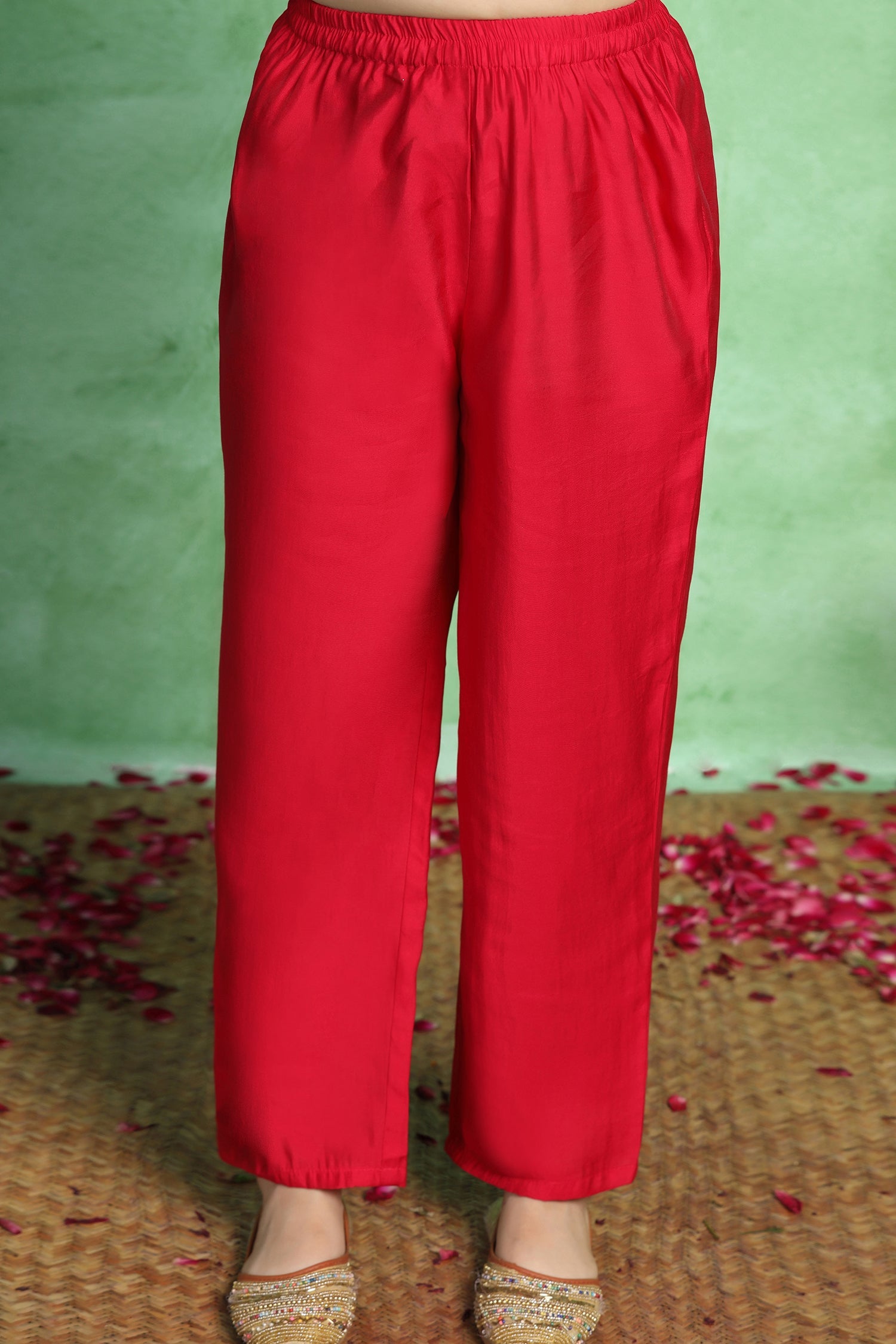 Girl's Rani Roman Silk Foil Printed Kurta and Palazzo Set